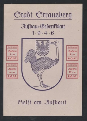 ALEMANIA 1946 EDICIÓN LOCAL PARA HOJA STRASSBERG CON 4 VALORES MICHEL # BLOQUE #3 Foto 1 de 2