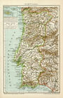Portugal mit Madeira historische Landkarte antike Karte Lithographie ca. 1895
