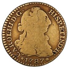 Madrid Spain Gold Bust 1 Escudo Charles III 1787 DV