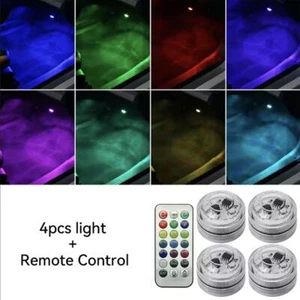 4 Stück Multicolor Auto LED Licht Atmosphäre Lichter Lampe Fernbedienung Kit - Bild 1 von 9