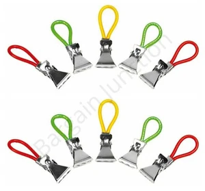 10PK CLIPS PARA TOALLAS PLAYA CARA TUMBONA VIAJE COCINA PAÑOS DE TÉ VACACIONES CLIP DE METAL - Imagen 1 de 9