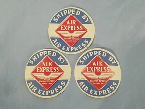 Lot of 3 Vtg Shipped by Air Express Railway Express Water Decal Sticker REA - Picture 1 of 3
