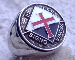 KNIGHTS TEMPLAR RING SILVER SEAL CROIX PIN PATCH SIGNET NECKLACE [ D49 STEEL ] - Picture 1 of 5