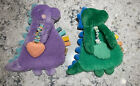 Itzy Ritzy Rattle Teether Crinkle Plush Silicone Dinosaurs Sensory Lot 2 Lovey