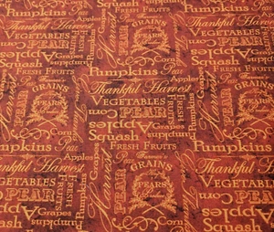 1 yd 16" Thankful Harvest Wilmington Nancy Mink Fall words Rusty Orange Red - Picture 1 of 3