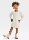NEW?Girls Pointelle Sweater long Sleeve Dress Cat & Jack size M(8)~Cream sparkle