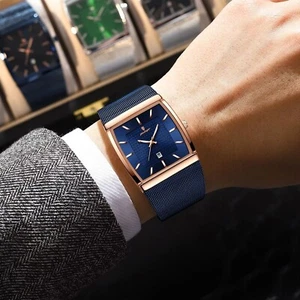 POEDAGAR Top Original Men Watch Waterproof Luminous Date Rectangle Man Watch - Picture 1 of 15