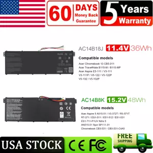 AC14B18J/AC14B8K Battery for Acer Aspire E11 E3-112 B115 ES 15 ES1-571 ES1-331 - Picture 1 of 16