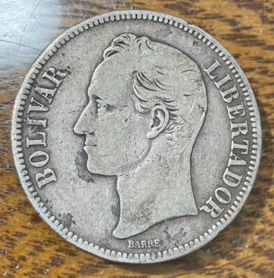 1888 (c) Venezuela 1 Bolivar Nice Original F+ Key Crown Y-22 CHRC - Image 1 of 2