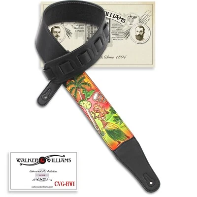 Correa de guitarra acolchada de cuero negro Walker & Williams CVG-HWI tallada Island Dancer Foto 1 de 4
