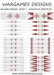 15mm Knights of Jerusalem Flags - Sheet 7 - Lion Rampant, FOG, DBA, Hail Caesar