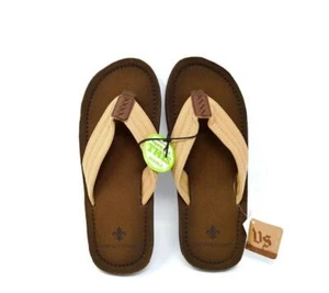 NWT Vintage Stone Tan House Beach Slides Canvas upper sandals Sz L -10/11 Men’s - Picture 1 of 4