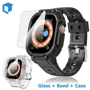 For Apple Watch Ultra 49mm Band Case & Screen Protector Glass Rugged Sport Strap - Picture 1 of 19