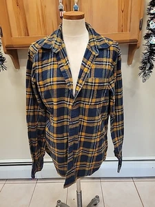 J.Crew Mens Shirt Size L Yellow Blue Plaid Slim Flannel Long Sleeve Button Up - Picture 1 of 9