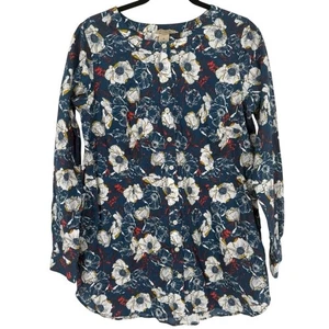 Duluth Trading Co Langarm Knopfleiste Blumen Tunika Top Größe Medium Cowgirl - Bild 1 von 15