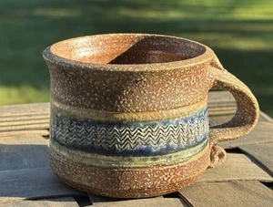 Studio Art Pottery Stoneware Coffee Tea Mug Earthtones Signed 6 Oz - Picture 1 of 9