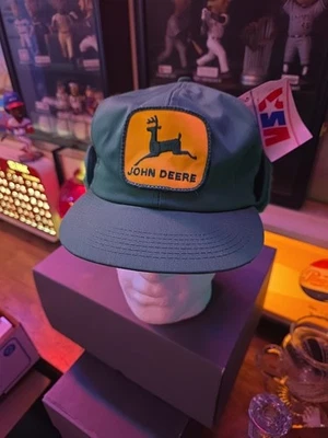 Sombrero de camionero John Deere vintage K Products con solapas difuso años 80 verde nuevo con etiqueta Foto 1 de 4