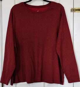 J Jill Blouse Womens Pima Cotton Red Long Sleeve Crew Neck Tee Pima Cotton Sz 2X - Picture 1 of 5