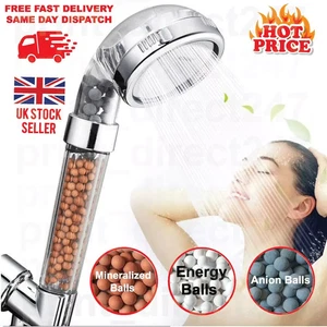 Shower Head High Pressure Universal 30% Water Saving Large Bath 3 Mineral Balls - Picture 1 of 6