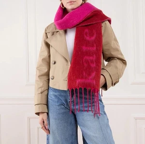 Kate Spade New York Logo Wollschal rosa rot Colorblock 83 % Wolle 17 % Poly Neu mit Etikett - Bild 1 von 10