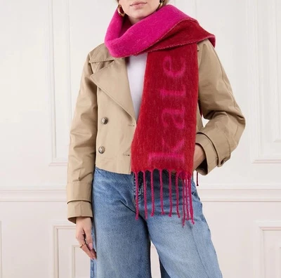 Kate Spade New York Logo Wool Scarf Pink Red Colorblock 83% Wool 17% Poly NWT - Image 1 of 4