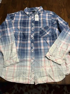 Torrid Flannel Shirt Size 2X NWT Pink Blue Plaid - Picture 1 of 5