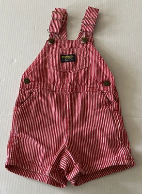 Vintage Oshkosh B'gosh Short Overalls Size 2T Made in USA *used* Red/White - Image 1 of 4