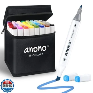 anono 48 Farben Alkoholmarker Set, Coloring Marker mit Meißel - Bild 1 von 5