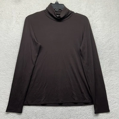 Eileen Fisher Womens Size S Brown Long Sleeve Turtleneck Silk Jersey Top (V1) - Image 1 of 4
