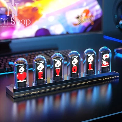 BRAND NEW RGB Nixie Tube Clock LED Glows IPS Color Screen Gaming Desk Decor Home - image 1 of 4