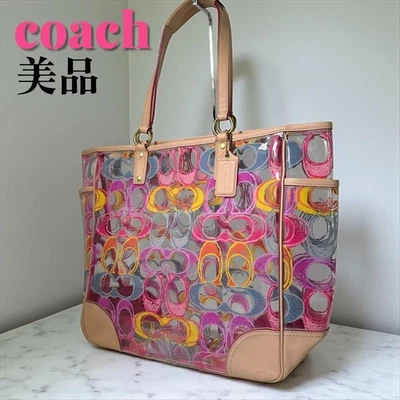 Coach Clear Bag Tote Bag Nylon Signature Large Capacity - Image 1 of 4