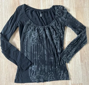 Fox Racing Womens Graphic Sz Medium Black Long Sleeve On | Off Shoulder Shirt - Picture 1 of 11