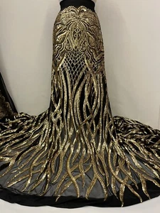 Exclusive Gold Stretch Sequin/Stretch Gold Sequin/Gold Sequin Fabric-per Yard - Picture 1 of 7