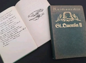 RARE *INSCRIBED* WW1 Books x2 Cambrai & St Quentin HB 1929 Reich Archive GERMAN - Picture 1 of 8