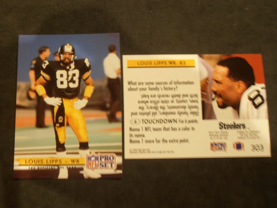 1992 Pro Set Mobil NFL FACT #303 Louis Lipps Pittsburgh Steelers - Image 1 of 1