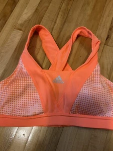 Orange Adidas Sports Bra Sz Large Running Black Woman’s - Picture 1 of 5