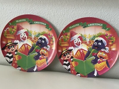 Винтажный 1995 McDonald's пластиковая тарелка сезоны поздравления комплект 2 отличном - Изображение 1 из 4