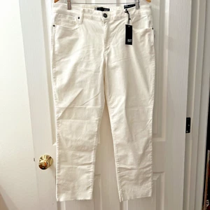Kut From The Kloth Reese Ankle Straight Leg Corduroy Pants Raw Hem Pearl Sz 14 - Picture 1 of 14