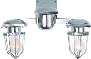 Chrome Modern Industrial Wall Sconce 2 Light Fixture Lighting Wire Cage Lamp