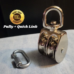 Swivel eye pulley with quick link 3 1/2" length 3/4" swivel eyelet zinc die cast - Picture 1 of 5