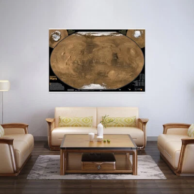 Mapa Inglés de Marte Imagen Póster Impresión Estudio Telón de Fondo Decoración Colgante de Pared Foto 1 de 4