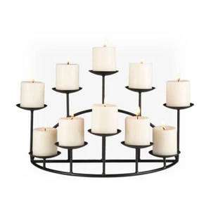 10 Platform Candle Candelabra Metal Holder Black Home Tabletop Fireplace Decor - Picture 1 of 12