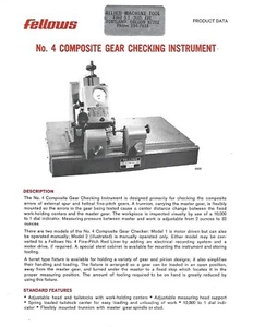 Tool Data Sheet - Fellows - 4 - Gear Checking Instrument Brochure c1976 (TL461) - Picture 1 of 1