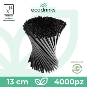 4000 Cannucce Plastica nere cocktail bar 13 cm x 0.7 cm per aperitivi succhi - Foto 1 di 5