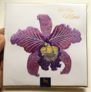 1 Card Niquea.d Mother's Day Beautiful Embroidered Orchid - Picture 1 of 7