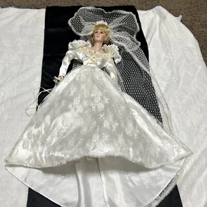 Vtg Princess Diana Porcelain Bride Doll 1992 Brinn’s Towel Limited Ed 745/5000 - Picture 1 of 16