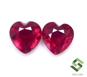 6x6 mm Natural Ruby Heart Shape Cut Pair 2.44 CTS Faceted Loose Gemstones GF - Picture 1 of 6