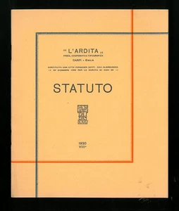 Statuto L'ardita premiata cooperativa tipografica Carpi 1930 perfetto - Imagen 1 de 1
