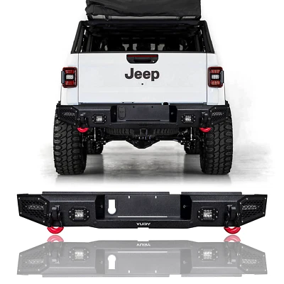 Vijay Steel Rear Bumper W/LED Lights&Red D-Rings For 2020-2024 Jeep Gladiator JT Foto 1 de 4