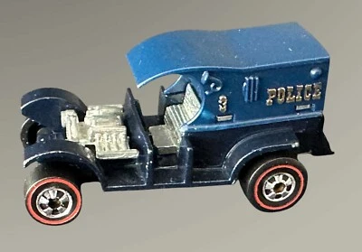 Hot Wheels Redline 1969 Police 3 Dark Blue Paddy Wagon 1:64 Hong Kong Vintage - Image 1 of 4